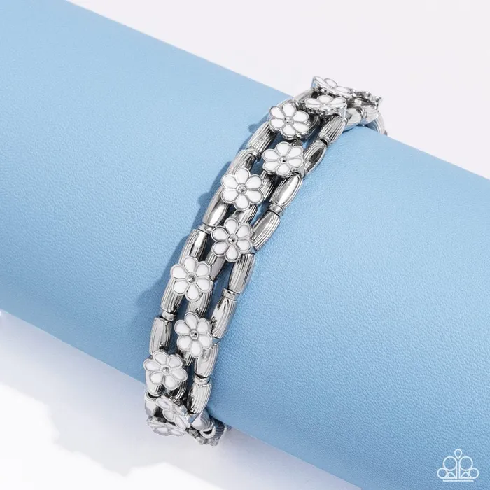 Bracelets Paparazzi Jewelry Paparazzi Bracelet Scattered Springtime White Bracelets Paparazzi Jewelry Paparazzi Bracelet Scattered Springtime White