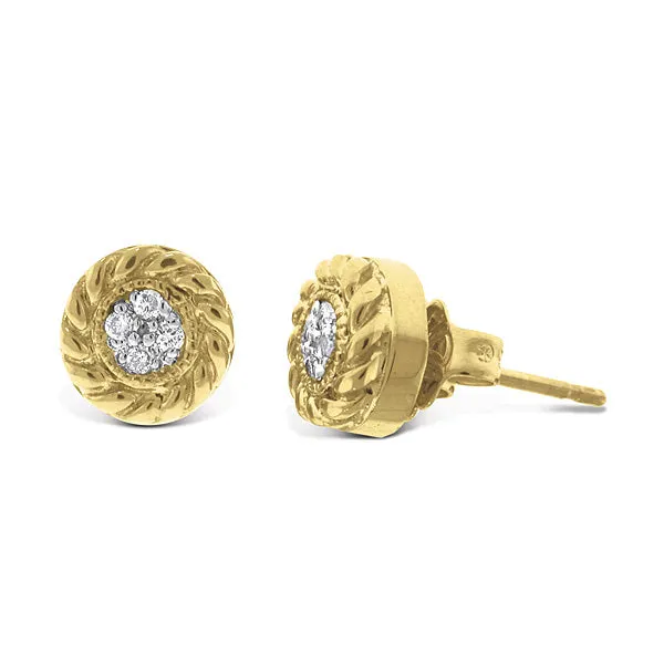 Croghans Diamond Cluster 14K Yellow Gold Braided Stud Earrings Earrings