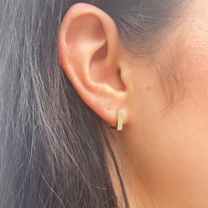 Croghans Earrings 14K Yellow Gold 10mm Square Huggie Earrings