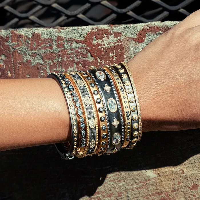 Freida Rothman Earrings Freida Rothman Mini Stud Bezel Stone Eternity Hinge Bangle
