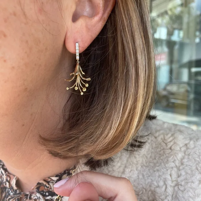 Mini Collection Earrings Yellow Sapphire Diamond 14K Gold Honeysuckle Earrings
