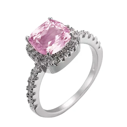 GB Rings 1290 Carats Pink Kunzite And Natural Earth Mined Diamonds Anniversary Ring Gold White GB Rings 1290 Carats Pink Kunzite And Natural Earth Mined Diamonds Anniversary Ring Gold White
