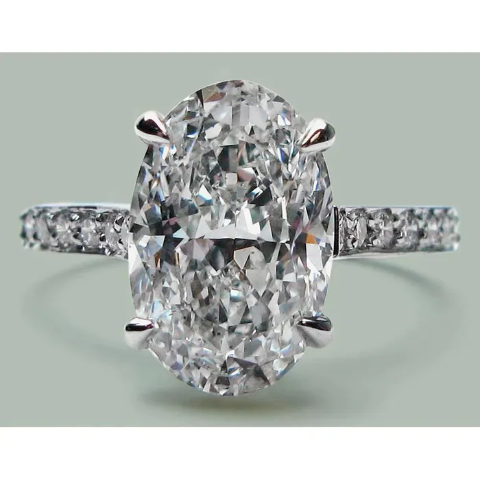 GB Rings Big Oval 1103 Carat Lab Grown Diamond Ring White Gold 14K