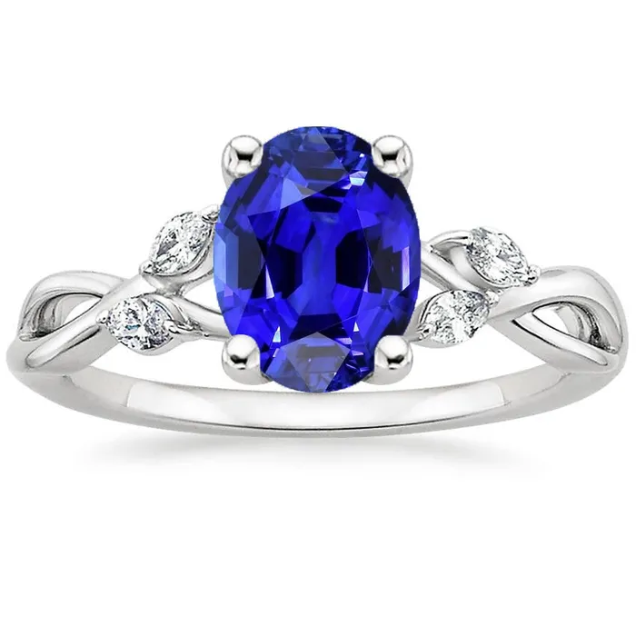 HarryChadEntcom Rings Ladies Anniversary Ring Oval Blue Sapphire Marquise Natural Earth Mined Diamond 6 Carats HarryChadEntcom Rings Ladies Anniversary Ring Oval Blue Sapphire Marquise Natural Earth Mined Diamond 6 Carats