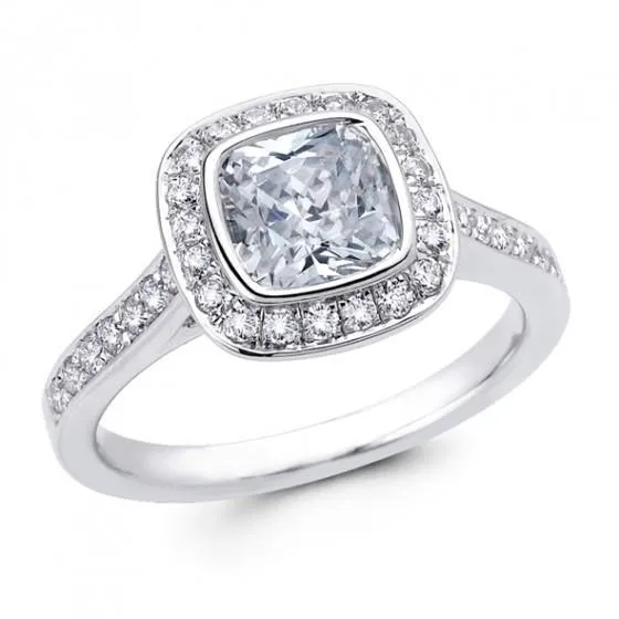 Rings GB 250 Carats Accented Natural Earth Mined Diamond Halo Ring