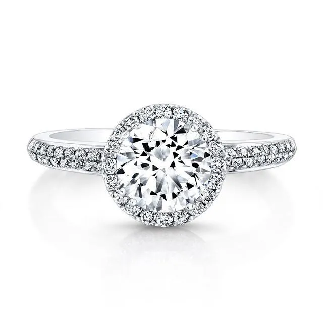 Rings GB 260 Carats Round Accents Natural Earth Mined Diamond Halo Ring