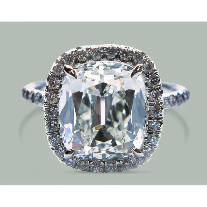 Rings GB 89 Carats Big Halo Cushion Lab Grown Diamond Ring