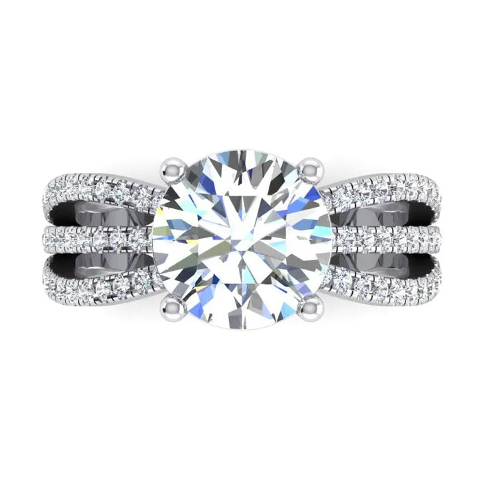 Rings Real Natural Earth Mined Diamonds Engagement Ring 5 Carats Triple Shank Pave White Gold 14K GB