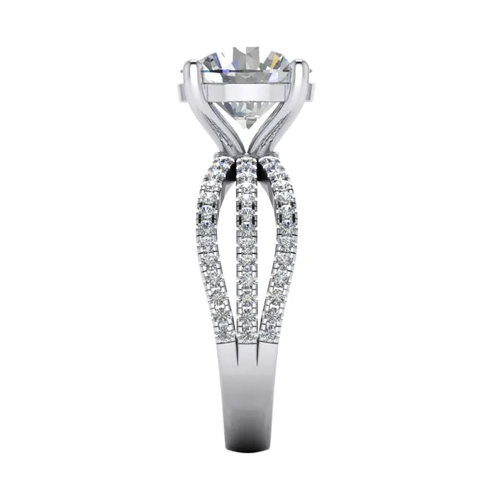 Rings Real Natural Earth Mined Diamonds Engagement Ring 5 Carats Triple Shank Pave White Gold 14K GB