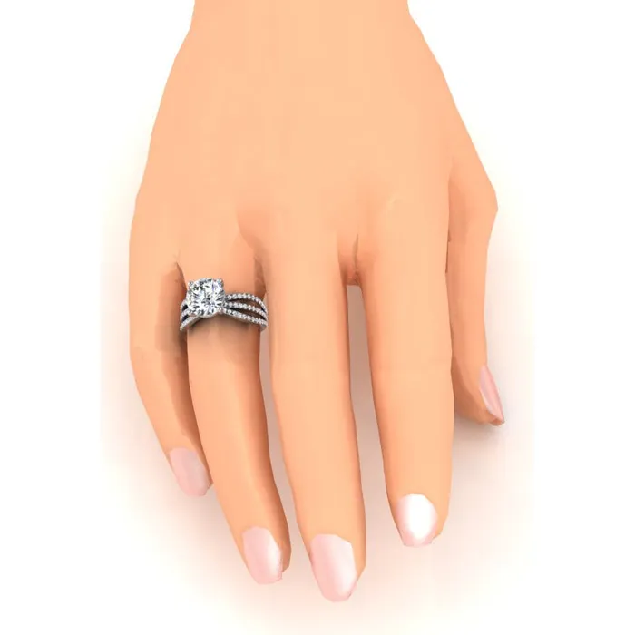 Rings Real Natural Earth Mined Diamonds Engagement Ring 5 Carats Triple Shank Pave White Gold 14K GB