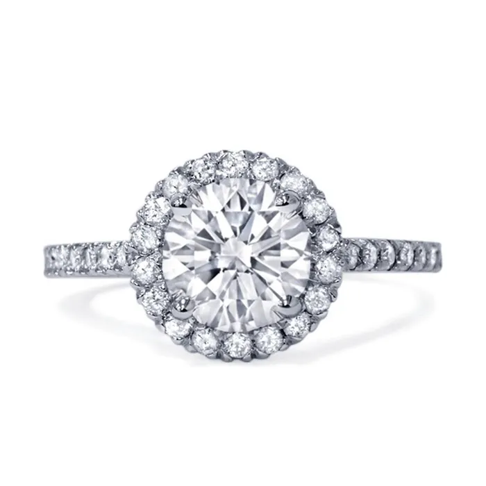 Round Halo Natural Earth Mined Diamond Wedding Ring 225 Ct GB Rings