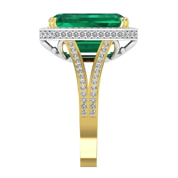 Zambian Green Emerald And Natural Earth Mined Diamond Engagement Ring 1150 Carats Two Tone 14K GB Rings Zambian Green Emerald And Natural Earth Mined Diamond Engagement Ring 1150 Carats Two Tone 14K GB Rings