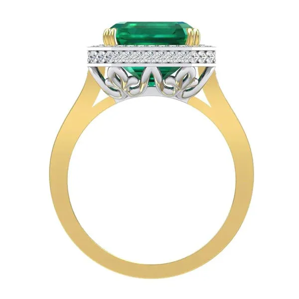 Zambian Green Emerald And Natural Earth Mined Diamond Engagement Ring 1150 Carats Two Tone 14K GB Rings Zambian Green Emerald And Natural Earth Mined Diamond Engagement Ring 1150 Carats Two Tone 14K GB Rings