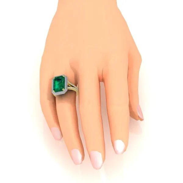 Zambian Green Emerald And Natural Earth Mined Diamond Engagement Ring 1150 Carats Two Tone 14K GB Rings Zambian Green Emerald And Natural Earth Mined Diamond Engagement Ring 1150 Carats Two Tone 14K GB Rings