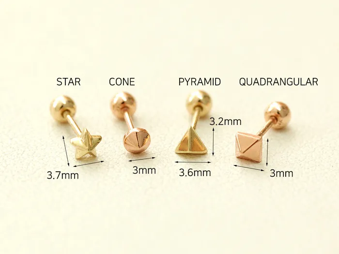 14K gold Mini Shapes cartilage earring 20g MinimalBijoux Earrings