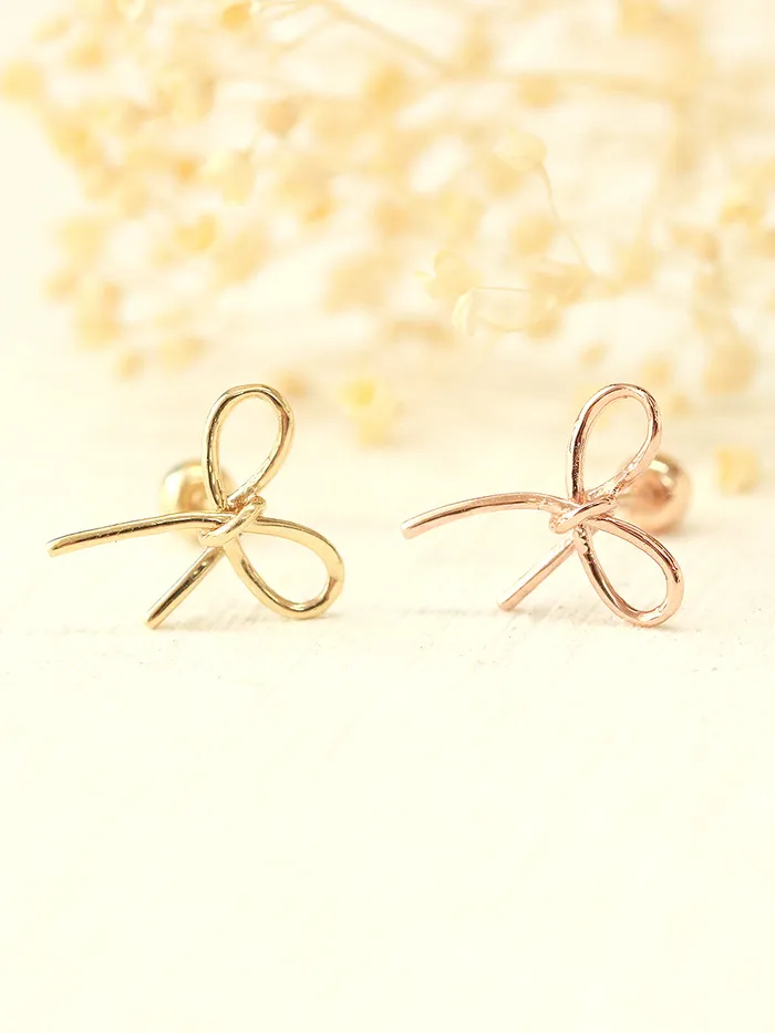 MinimalBijoux Earrings 14K Gold Ribbon Cartilage Earring 20G18G