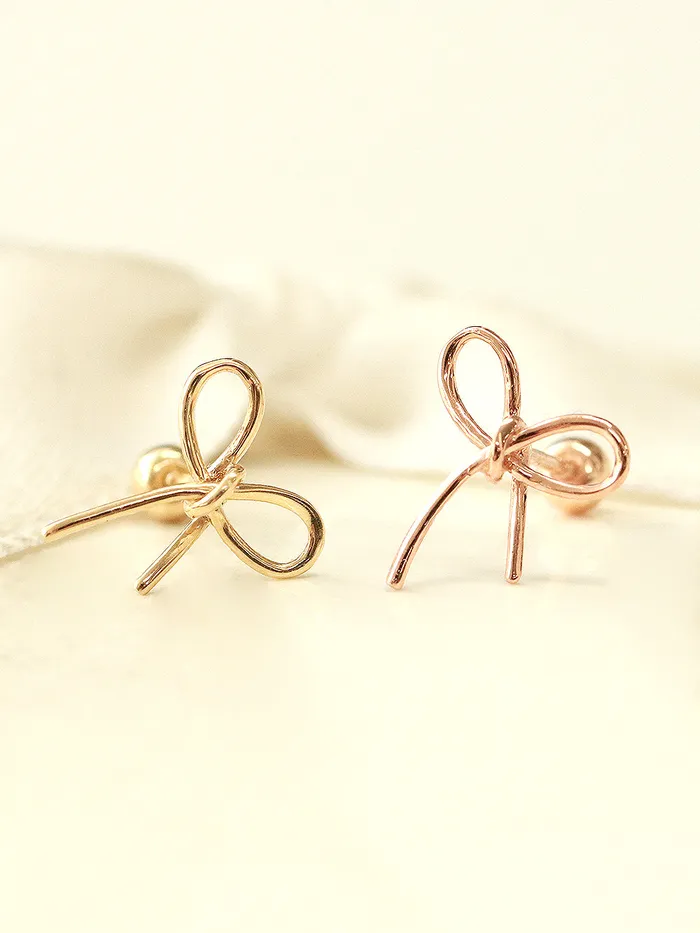 MinimalBijoux Earrings 14K Gold Ribbon Cartilage Earring 20G18G