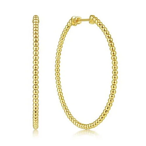 14K Yellow Gold 50mm Bujukan Hoop Earrings International Diamond Center Earrings 14K Yellow Gold 50mm Bujukan Hoop Earrings International Diamond Center Earrings