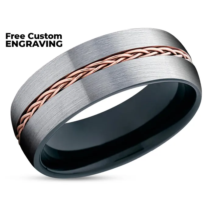 Clean Casting Jewelry Black Tungsten Ring Braid Ring Rose Gold Tungsten Wedding Ring Gray Tungsten Ring Rings