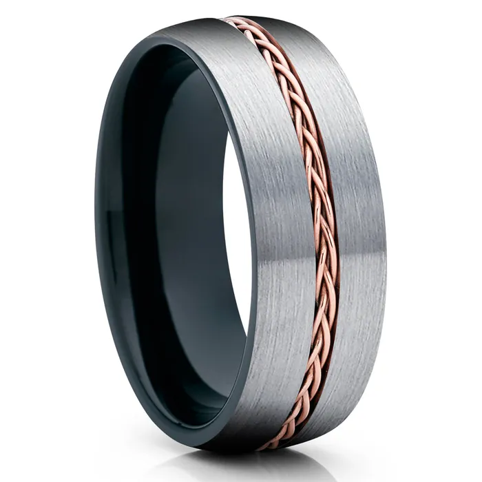 Clean Casting Jewelry Black Tungsten Ring Braid Ring Rose Gold Tungsten Wedding Ring Gray Tungsten Ring Rings