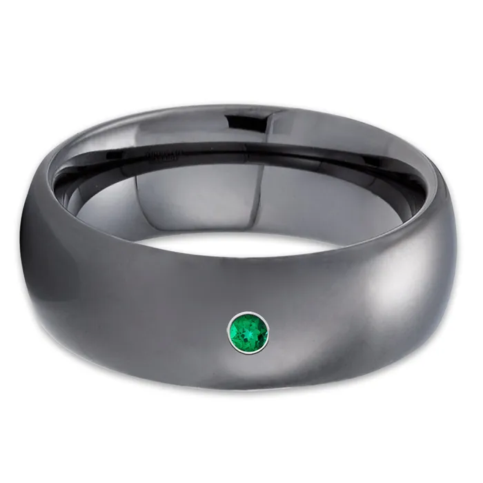 Clean Casting Jewelry Emerald Tungsten Ring Gunmetal Tungsten Ring Tungsten Wedding Band 8mm Rings