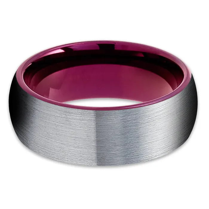 Clean Casting Jewelry Purple Tungsten Wedding Band Gray Tungsten Ring Purple Tungsten Ring Brush Rings