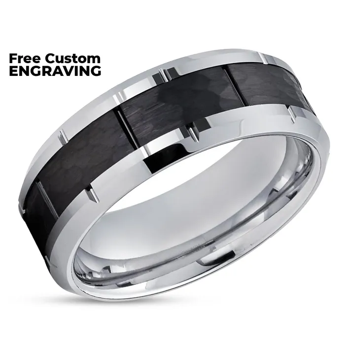 Clean Casting Jewelry Rings Black Wedding Ring Silver Wedding Band Black Tungsten Ring Wedding Ring 8mm Ring