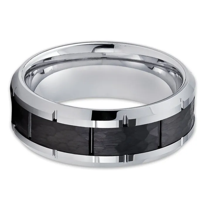 Clean Casting Jewelry Rings Black Wedding Ring Silver Wedding Band Black Tungsten Ring Wedding Ring 8mm Ring