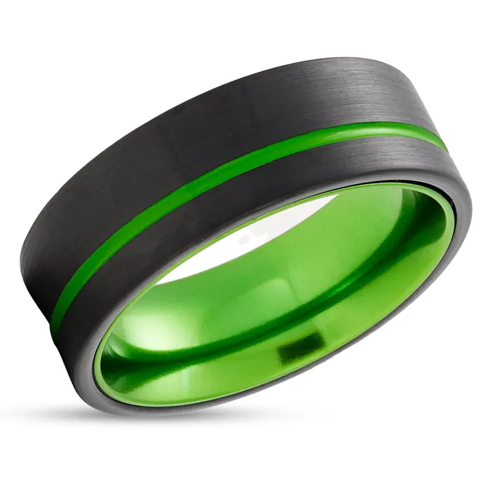 Clean Casting Jewelry Rings Green Tungsten Ring Black Tungsten Ring Green Wedding Band Tungsten Ring Clean Casting Jewelry Rings Green Tungsten Ring Black Tungsten Ring Green Wedding Band Tungsten Ring