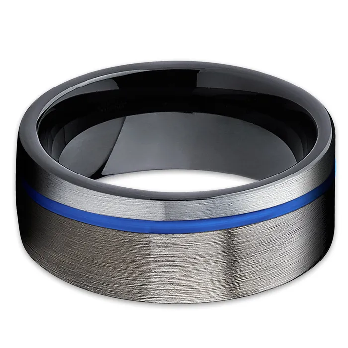 Clean Casting Jewelry Rings Gunmetal Wedding Ring Blue Tungsten Ring Black Tungsten Ring Blue Wedding Ring