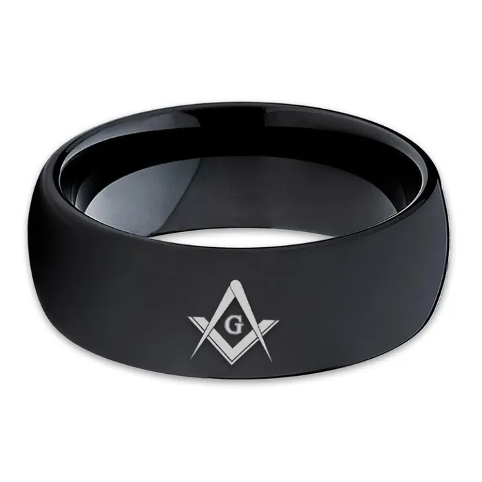 Clean Casting Jewelry Rings Masonic Wedding Ring Masonic Ring Black Tungsten Ring Tungsten Carbide Ring