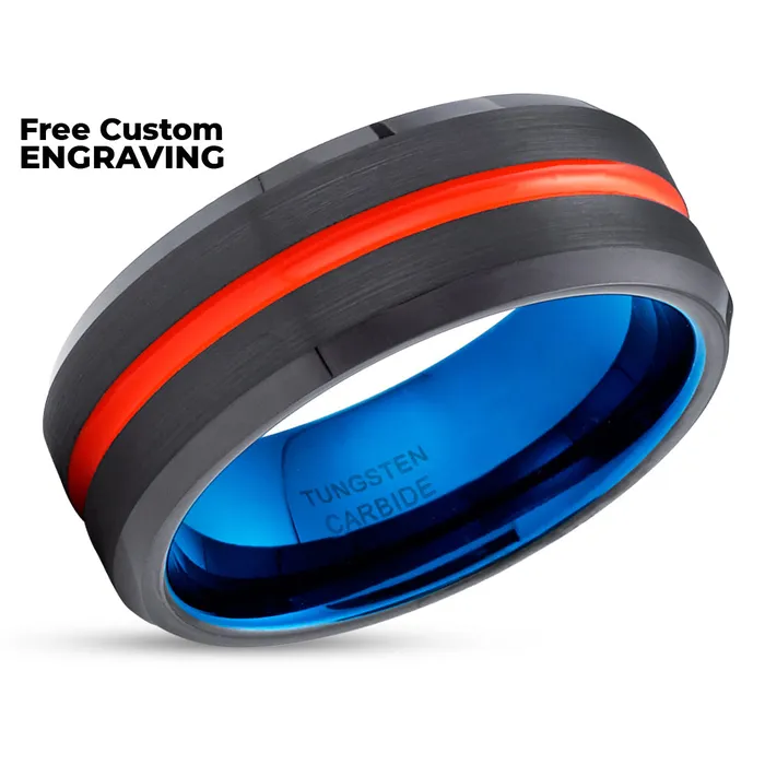 Clean Casting Jewelry Rings Orange Tungsten Ring Black Tungsten Wedding Band Blue Tungsten Brush