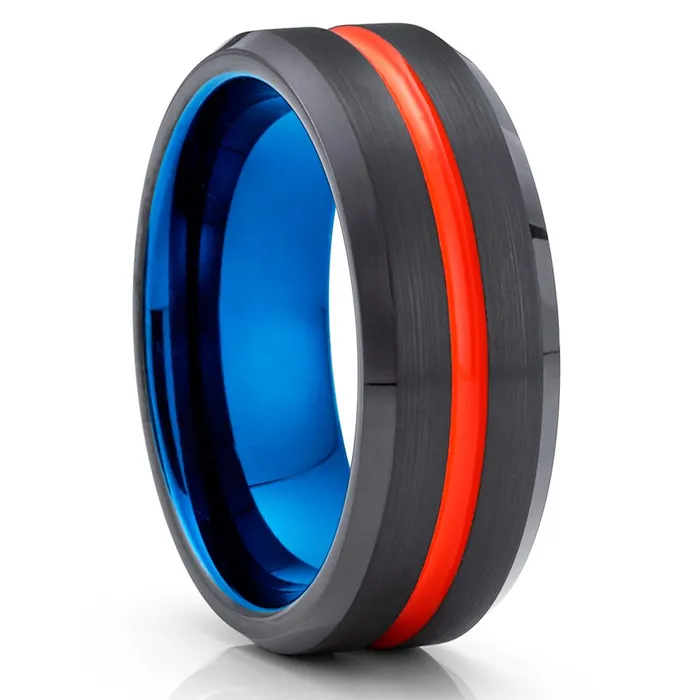 Clean Casting Jewelry Rings Orange Tungsten Ring Black Tungsten Wedding Band Blue Tungsten Brush