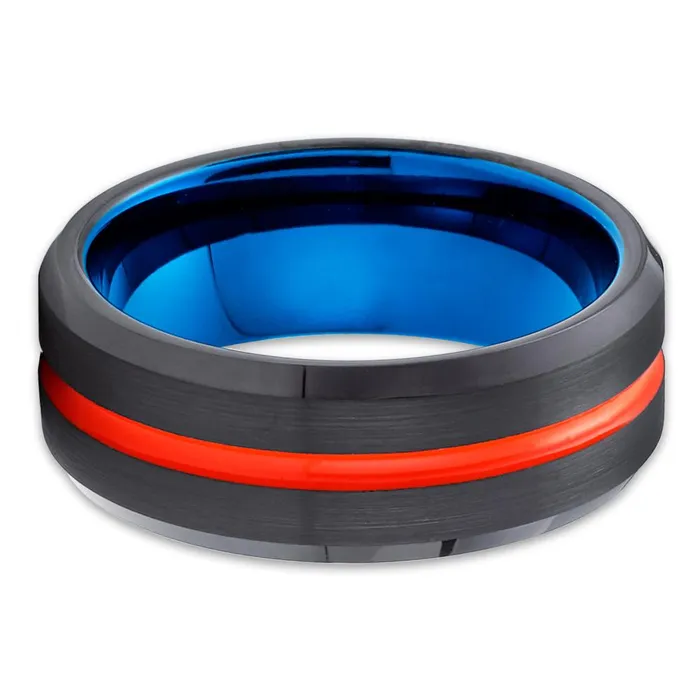 Clean Casting Jewelry Rings Orange Tungsten Ring Black Tungsten Wedding Band Blue Tungsten Brush