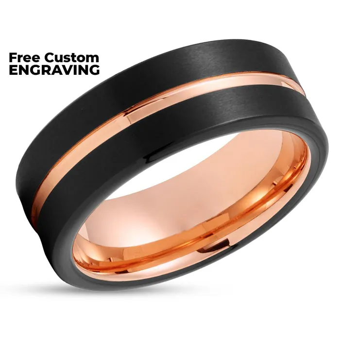 Clean Casting Jewelry Rings Rose Gold Tungsten Wedding Band Black Tungsten Ring Men Women Black Ring