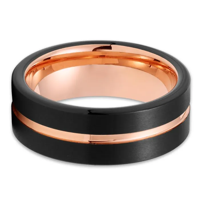 Clean Casting Jewelry Rings Rose Gold Tungsten Wedding Band Black Tungsten Ring Men Women Black Ring