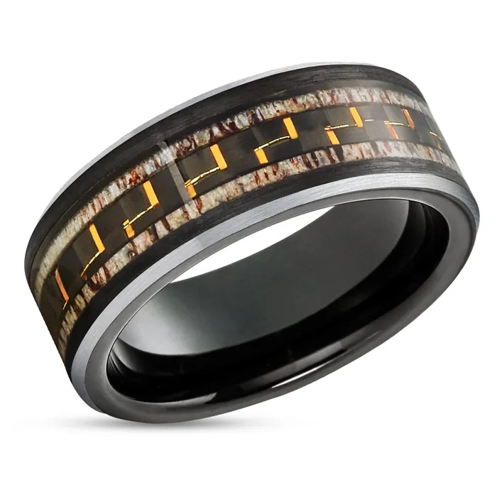 Deer Antler Wedding Ring Black Tungsten Ring Deer Antler Wedding Band Black Ring Clean Casting Jewelry Rings Deer Antler Wedding Ring Black Tungsten Ring Deer Antler Wedding Band Black Ring Clean Casting Jewelry Rings