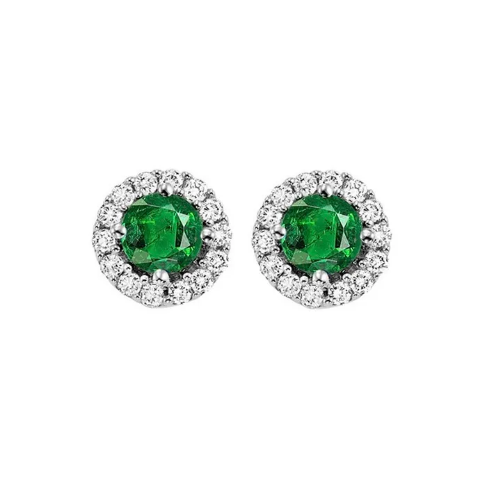 Earrings Gems One 14K White Gold Color Ens Halo Prong Emerald Earrings 17CT Earrings Gems One 14K White Gold Color Ens Halo Prong Emerald Earrings 17CT