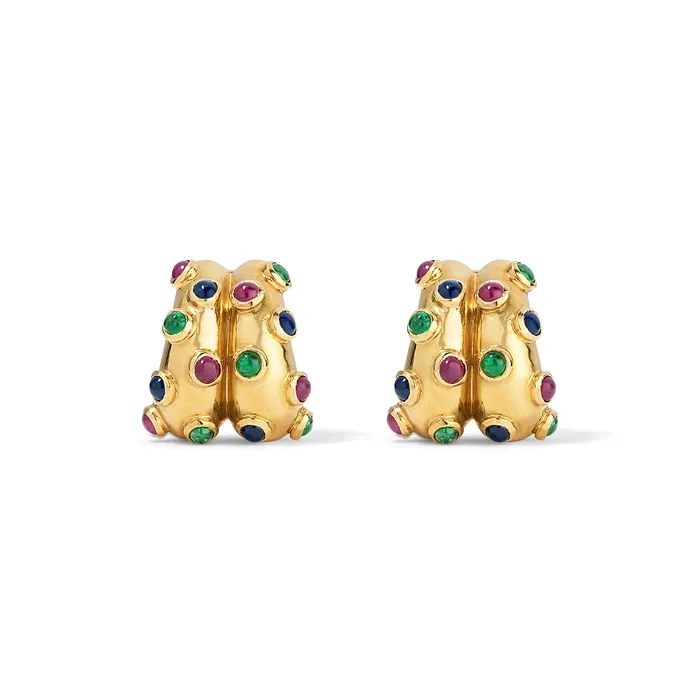 Earrings SG Vintage Multi Color Gemstone ClipOn Earrings