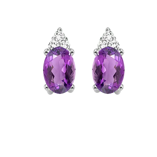 Gems One 10K White Gold Color Ens Prong Amethyst Earrings 125CT Earrings
