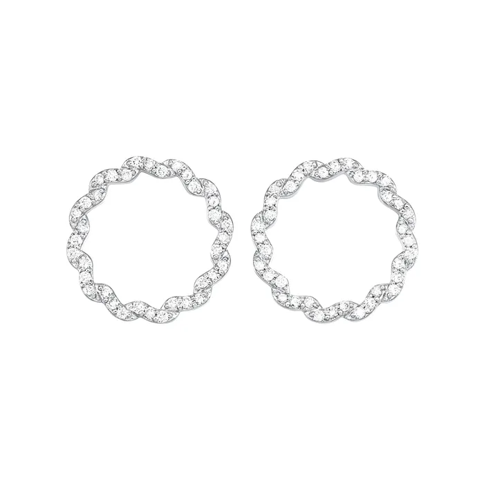 Gems One Earrings White Gold Diamond Circle Earrings 14 ctw