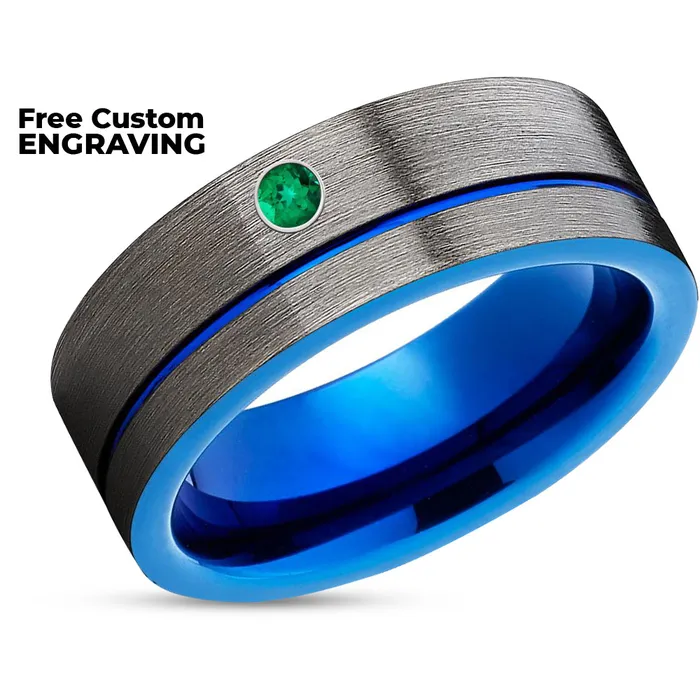 Gunmetal Wedding Ring Blue Wedding Ring Tungsten Carbide Ring Mans Wedding Ring Clean Casting Jewelry Rings