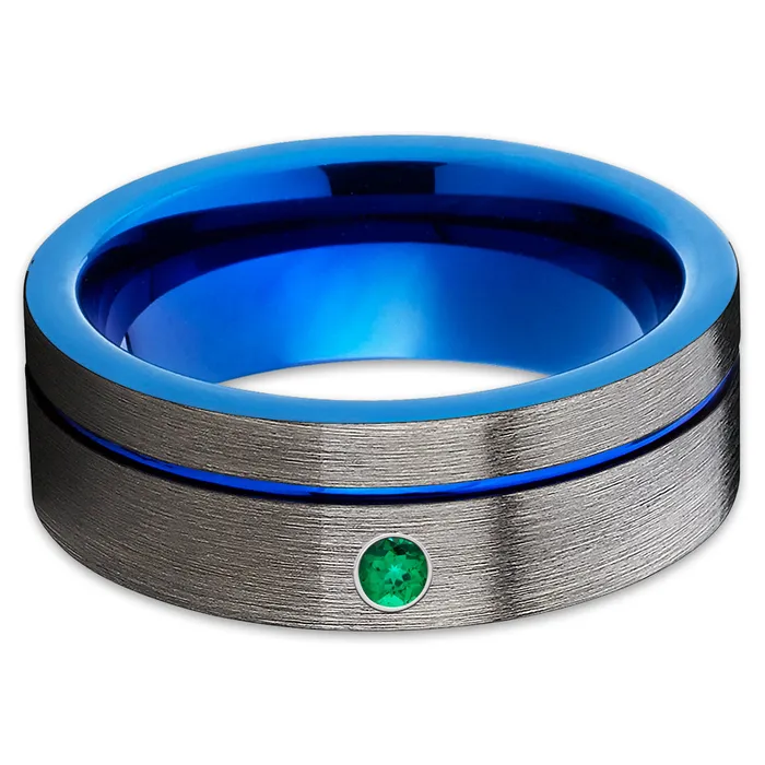 Gunmetal Wedding Ring Blue Wedding Ring Tungsten Carbide Ring Mans Wedding Ring Clean Casting Jewelry Rings