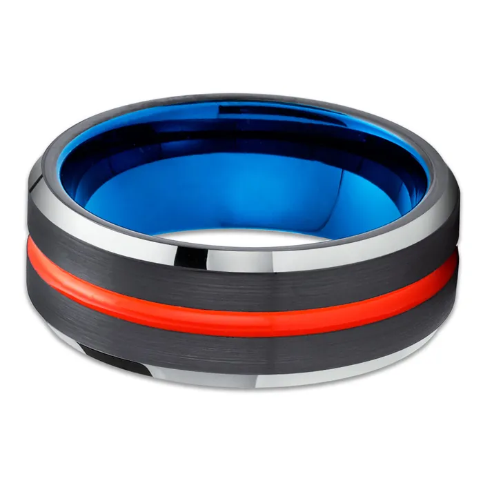 Orange Tungsten Wedding Band Orange Tungsten Ring Blue Tungsten Ring Black Ring Clean Casting Jewelry Rings