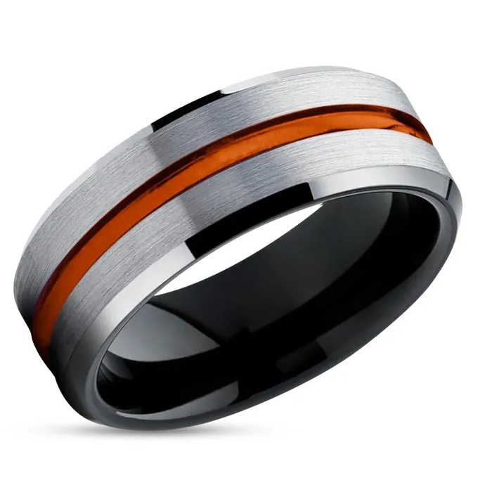 Orange Wedding Band Tungsten Wedding Ring Black Tungsten Ring Wedding Ring Clean Casting Jewelry Rings Orange Wedding Band Tungsten Wedding Ring Black Tungsten Ring Wedding Ring Clean Casting Jewelry Rings