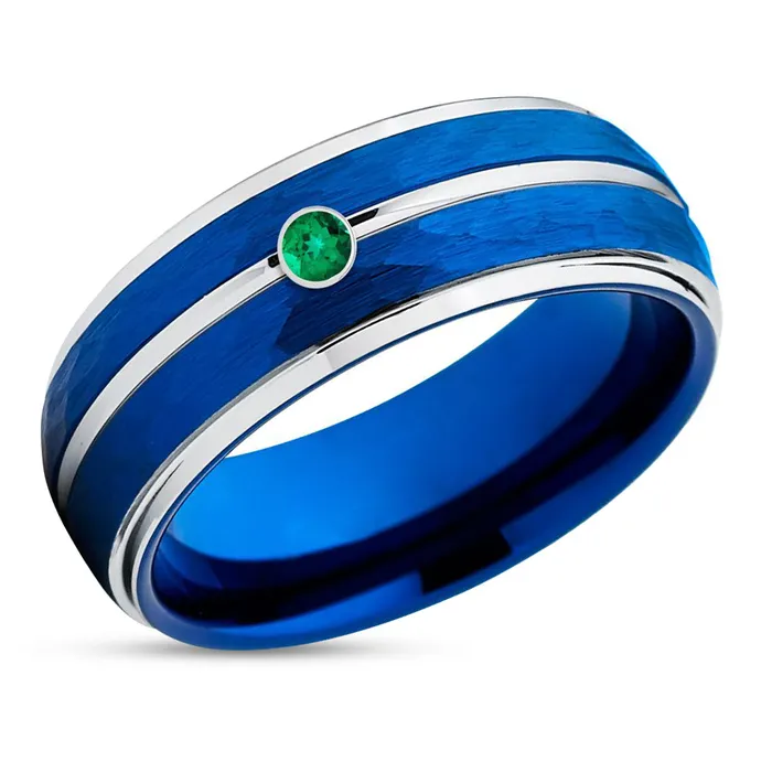 Rings Clean Casting Jewelry Emerald Tungsten Ring Blue Tungsten Ring Tungsten Wedding Band 8mm Rings Clean Casting Jewelry Emerald Tungsten Ring Blue Tungsten Ring Tungsten Wedding Band 8mm