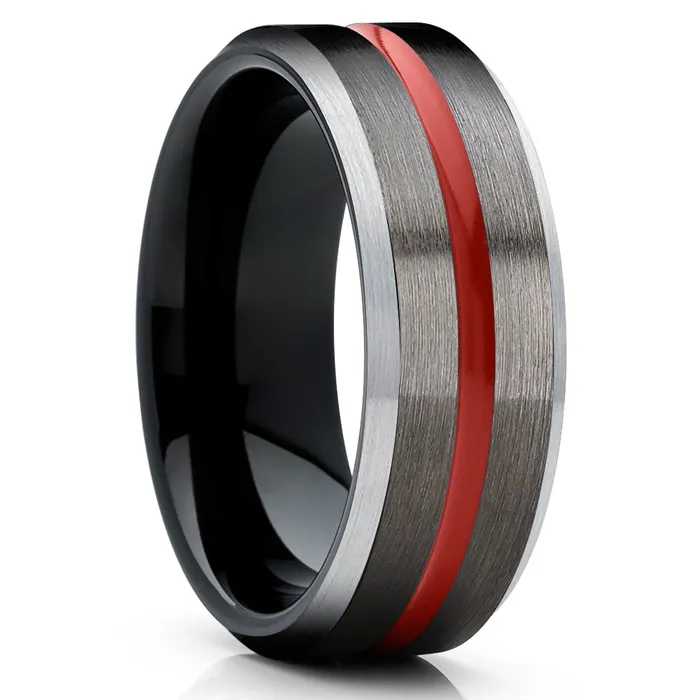 Rings Clean Casting Jewelry Gunmetal Tungsten Wedding Band Red Tungsten Ring Black Tungsten Wedding Ring