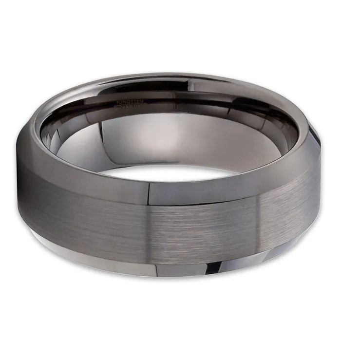 Rings Clean Casting Jewelry Gunmetal Wedding Ring Tungsten Wedding Ring Gunmetal Wedding Band Beveled