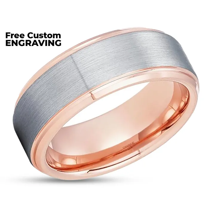 Rings Clean Casting Jewelry Rose Gold Tungsten Ring 8mm Wedding Ring 6mm Rose Gold Ring Men Women