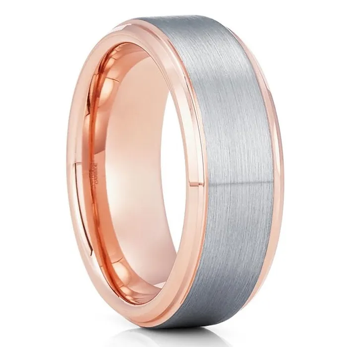 Rings Clean Casting Jewelry Rose Gold Tungsten Ring 8mm Wedding Ring 6mm Rose Gold Ring Men Women